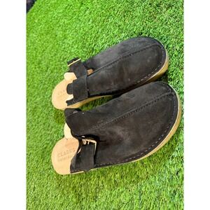 Clarks Originals Mens Sheepskin Lined Suede Clogs Black Size 10.5 US M